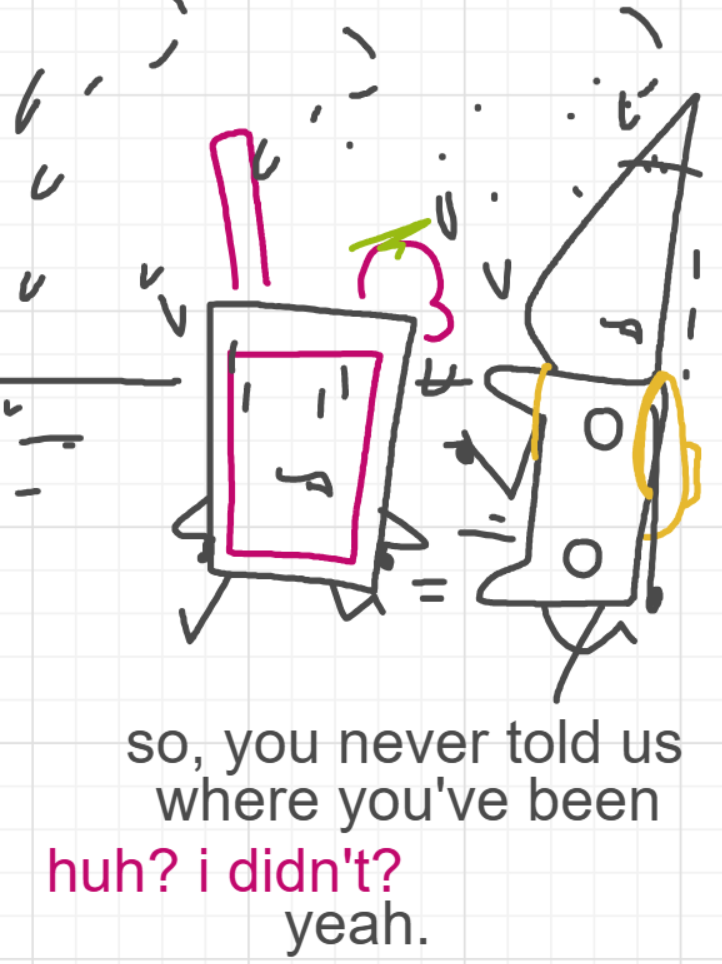 A panel from I've Been Everywhere, Man, episode nine of the Board Boards object show by Furretwalk/WalkingFurret.